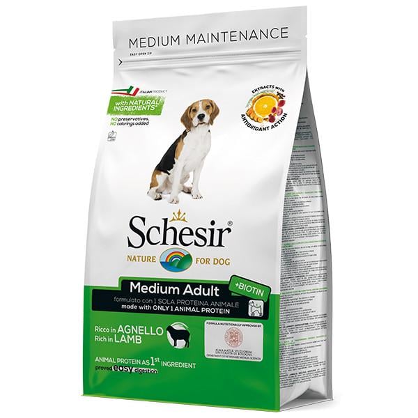 Корм сухой Schesir Dog Medium с ягненком монопротеиновый для взрослых собак средних пород 3 кг (8005852160102)