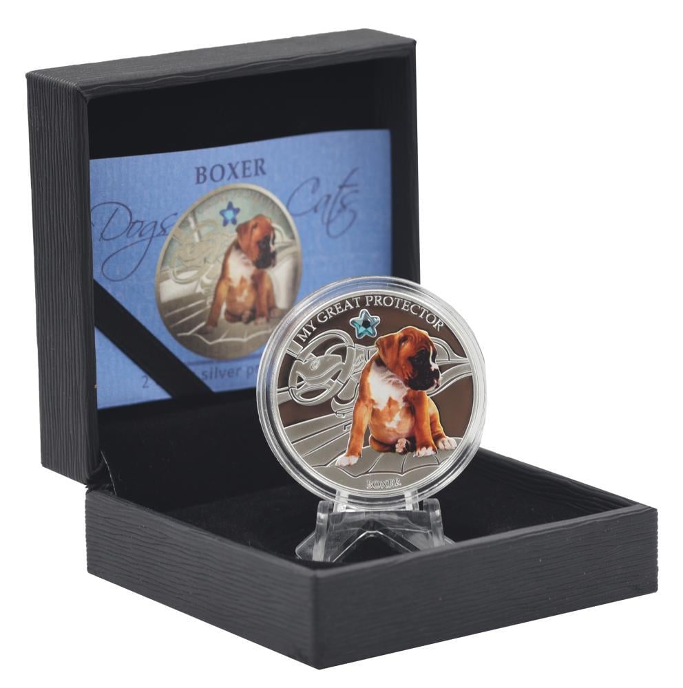 Коллекционная монета Фиджи 2 доллара 2013 серебро Proof Собака Боксер Ag 999 унция 31,1 г (М19802)