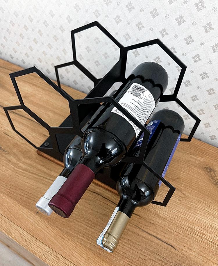 Подставка для вина NC Home Соты из деревянного основания на 5 бутылок (110227) - фото 5 Подставка для вина NC Home Соты из деревянного основания на 5 бутылок (110227) - фото 5