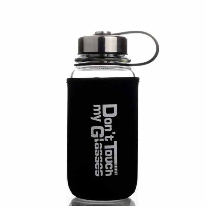 Бутылка спортивная стеклянная Don't Touch my Glasses Clefers YP63 с ситечком и чехлом 1000 мл