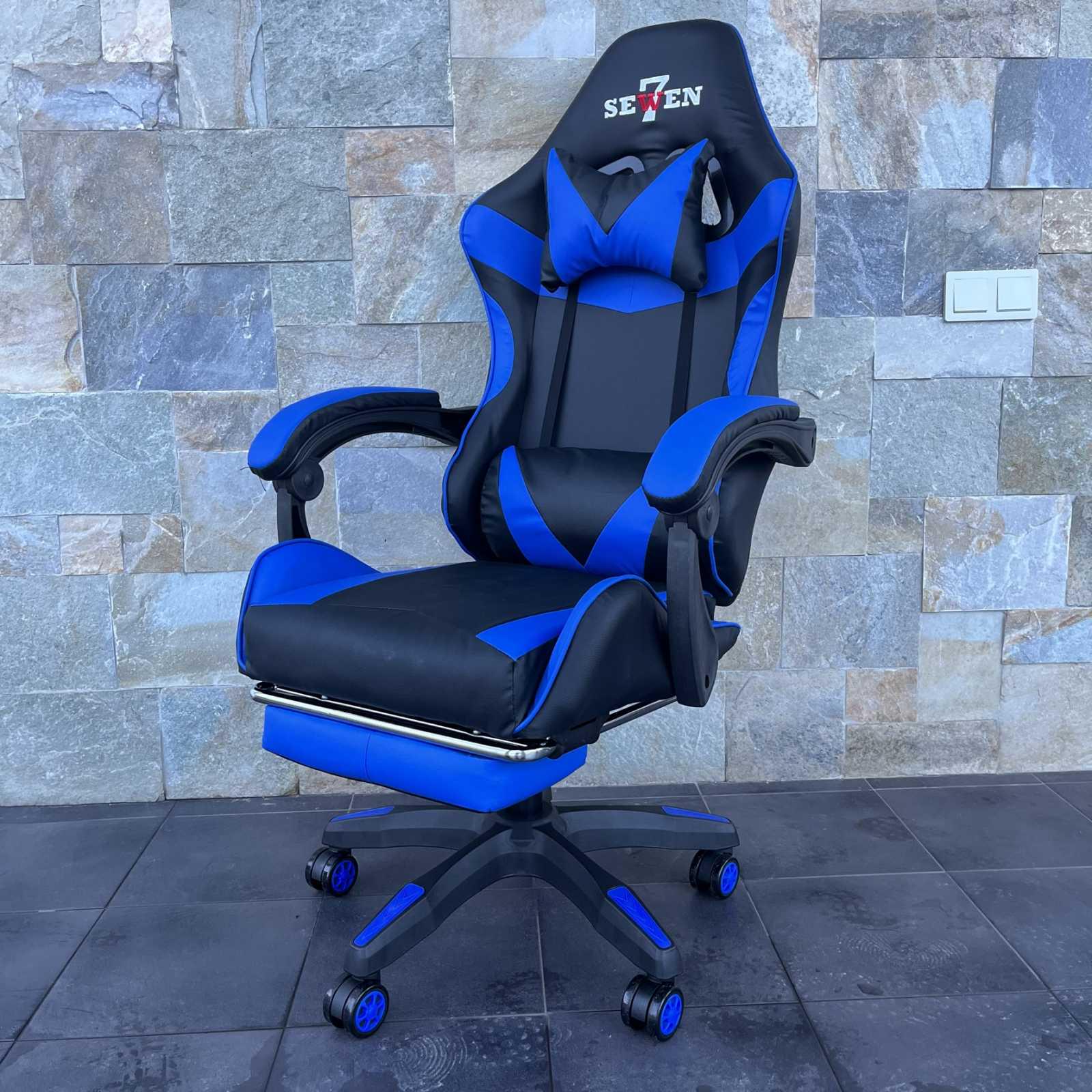 Кресло компьютерное геймерское SEWEN 730 Черный/Синий (9869730) - фото 3 Кресло компьютерное геймерское SEWEN 730 Черный/Синий (9869730) - фото 3