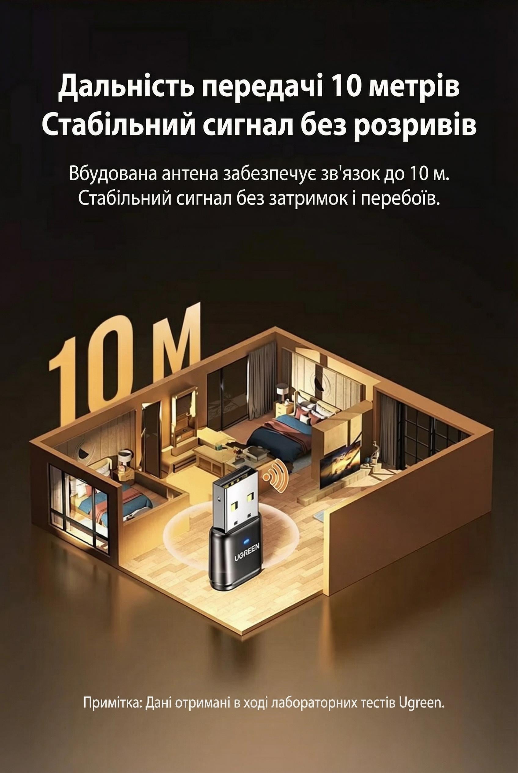 Аудиоадаптер Bluetooth 5.3 UGREEN CM668 USB-A/aptX Adaptive Черный (15765) - фото 8