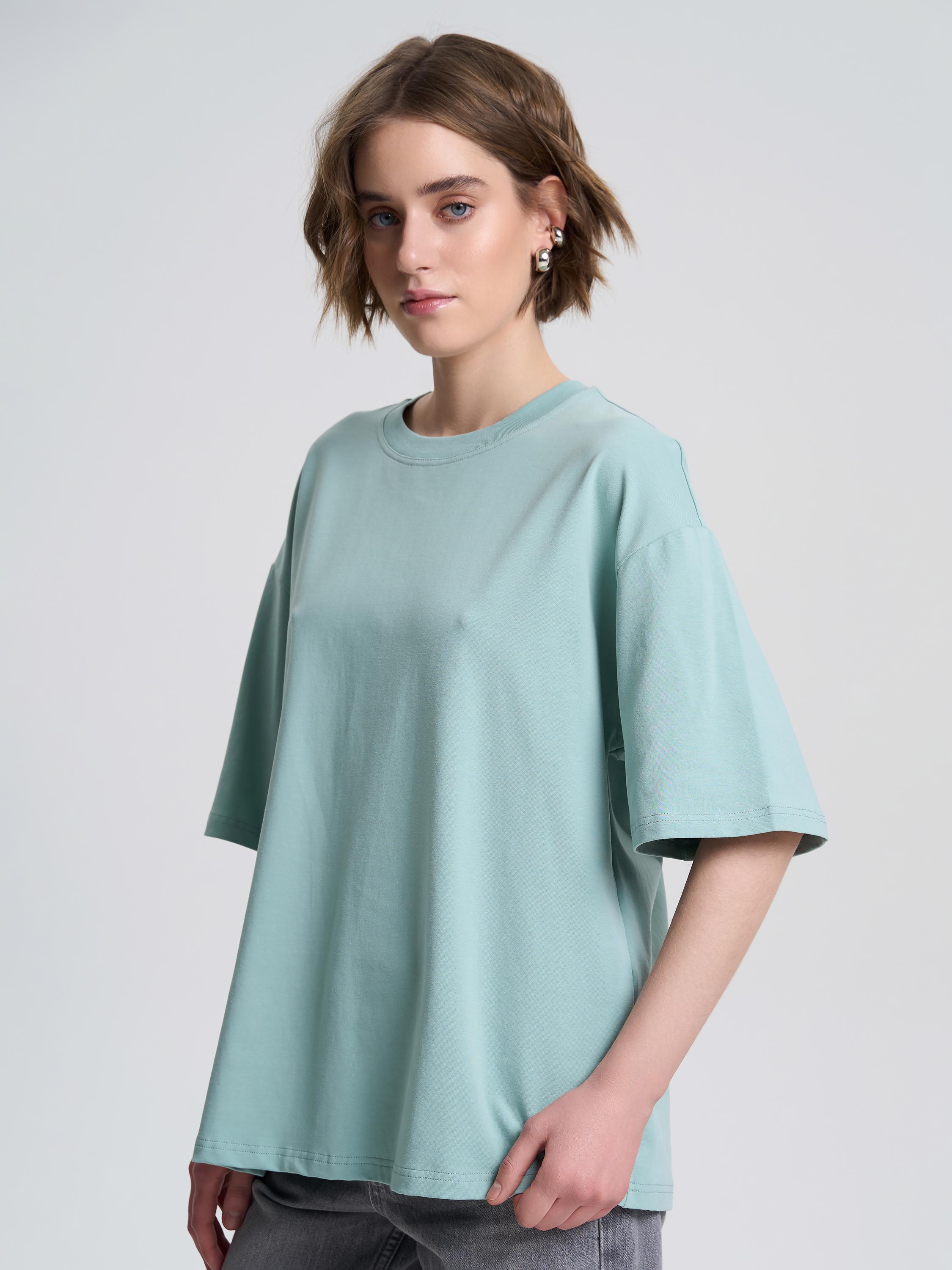 Футболка женская оверсайз ROZA 231105 S Темно-бирюзовый (4824005715716) - фото 5