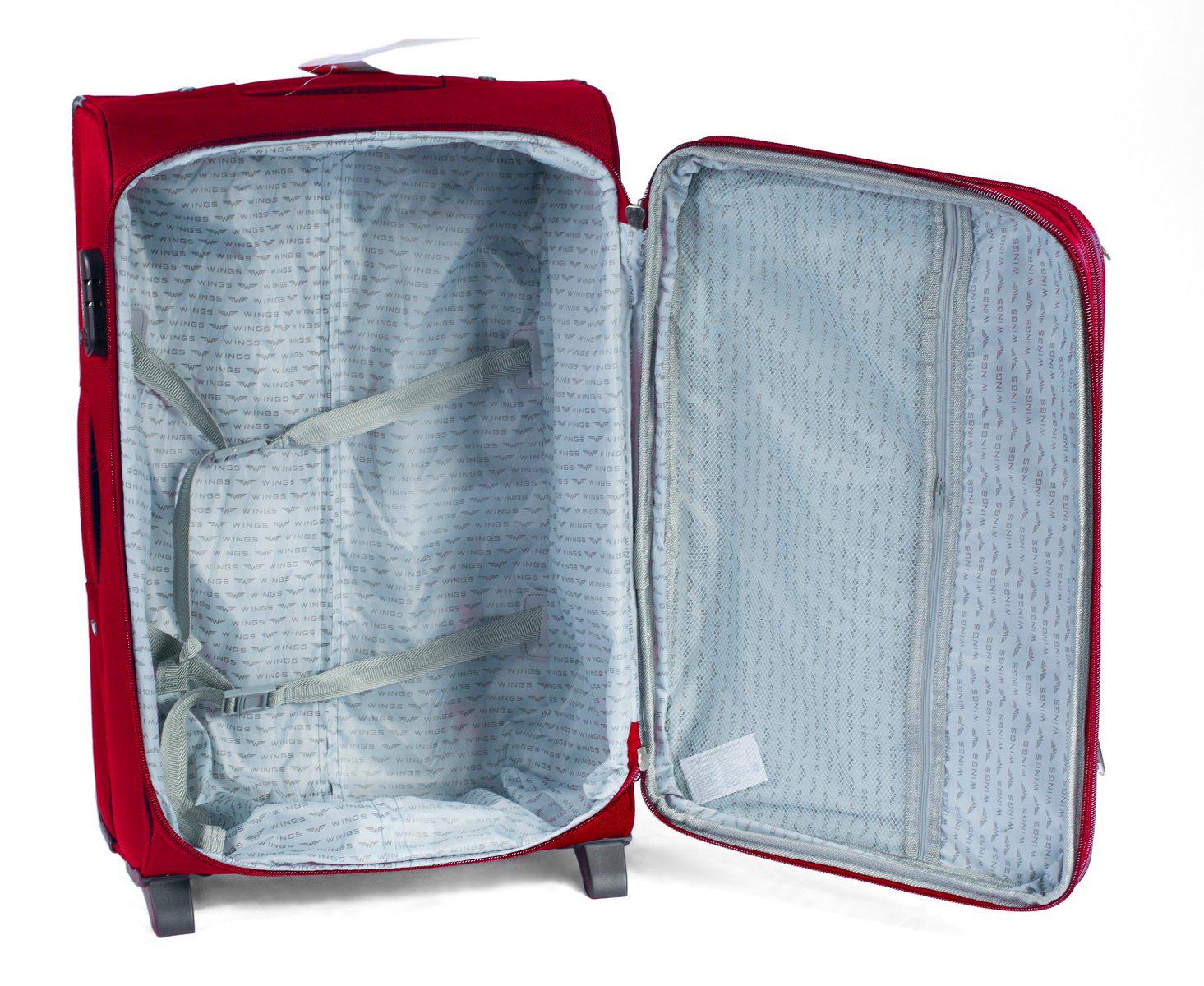 Валіза тканинна Wings 6802 велика 2 колеса Бордовий Vt00004 - фото 4