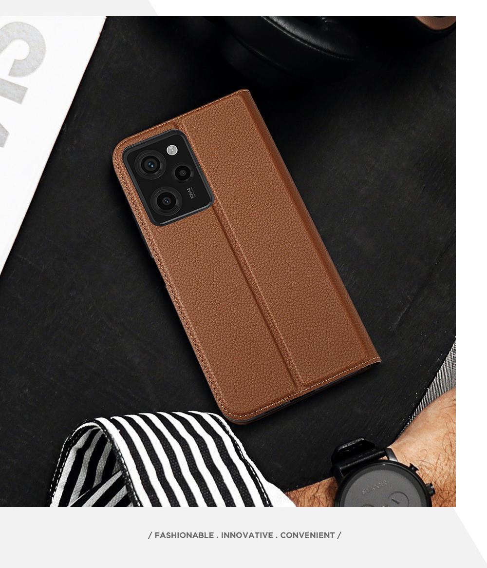 Чехол книжка Dux Ducis Skin X2 с карманом для визиток для Xiaomi Redmi Note 12 Pro Plus 5G Brown - фото 4 Чехол книжка Dux Ducis Skin X2 с карманом для визиток для Xiaomi Redmi Note 12 Pro Plus 5G Brown - фото 4