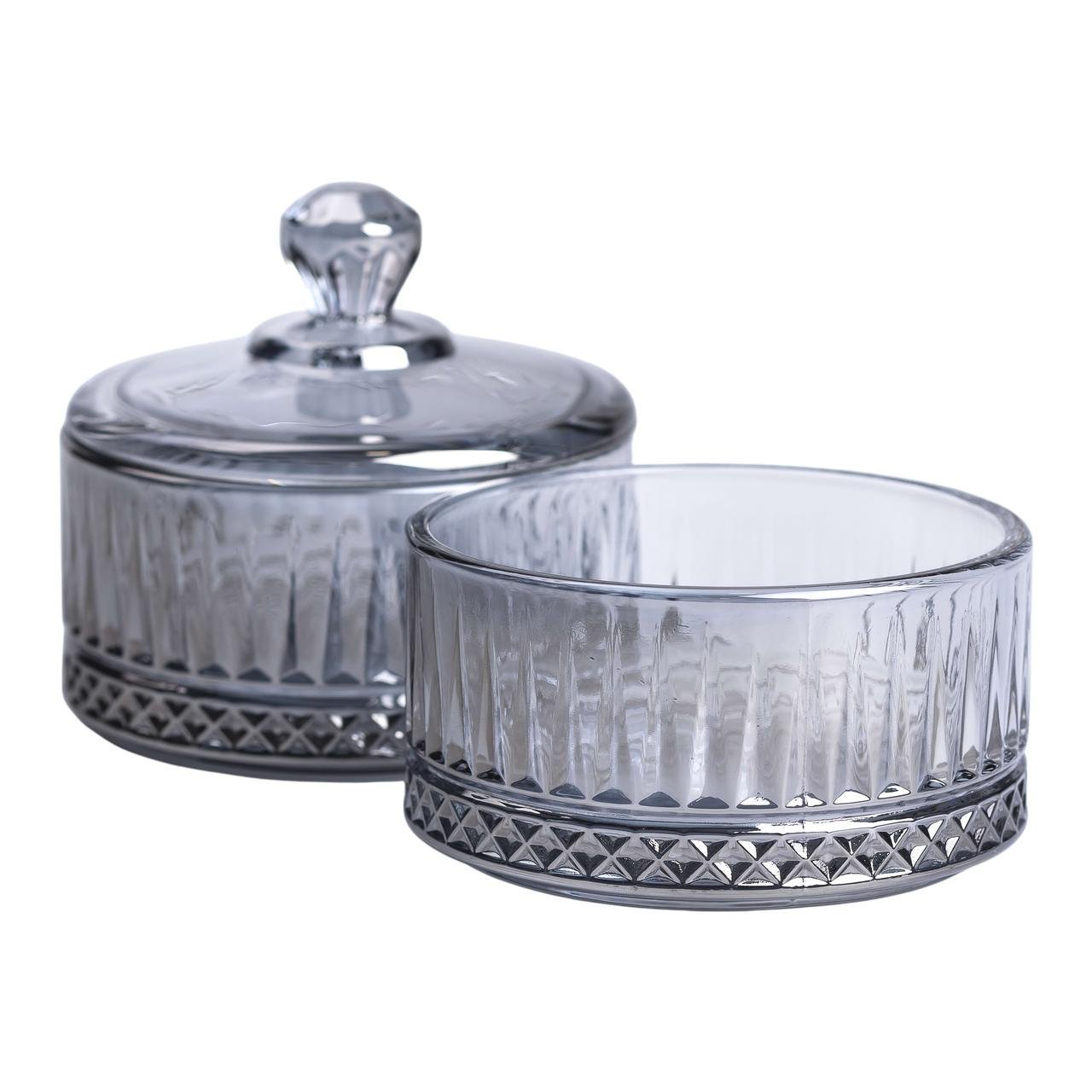 Конфетницадвухуровневая с крышкой стеклянная Ø 10 см Серый - фото 3 Конфетницадвухуровневая с крышкой стеклянная Ø 10 см Серый - фото 3