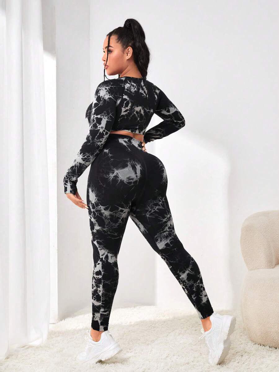 Лосины женские Marble большого размера мраморные батал Plus Size XXL Черный (70149/XXL) - фото 6