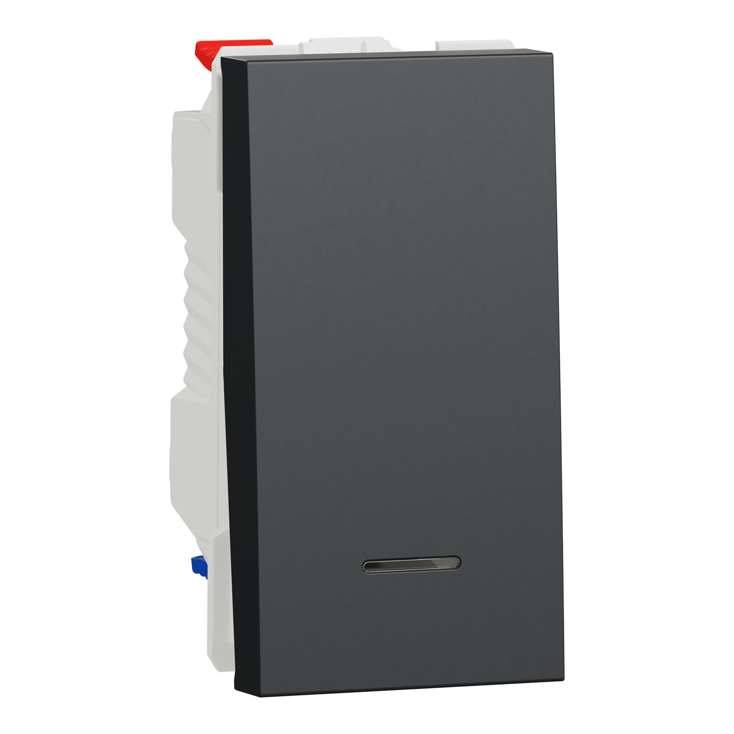Переключатель 1-клавишный Schneider Electric с нейтралью 1 модуль 10А Unica New Антрацит (NU310354S)