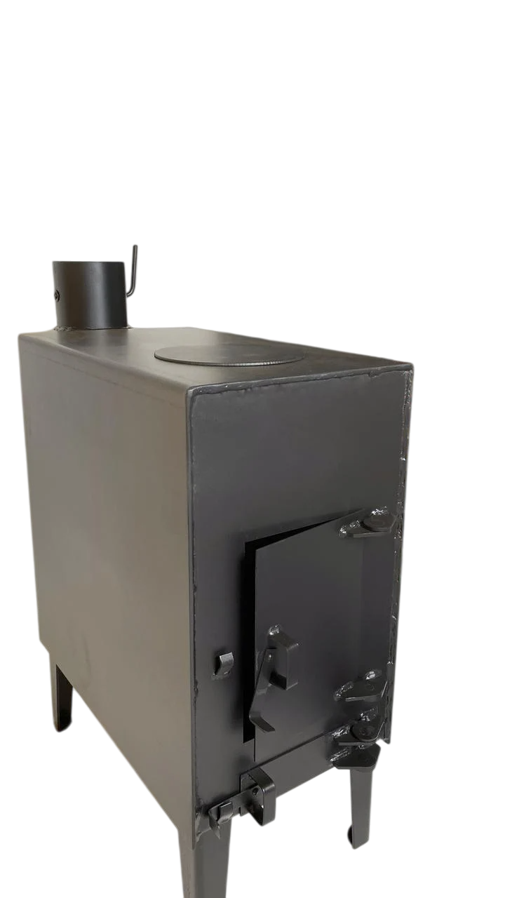 Буржуйка на дровах с варочной поверхностью и шибером 6 кВт 4 мм