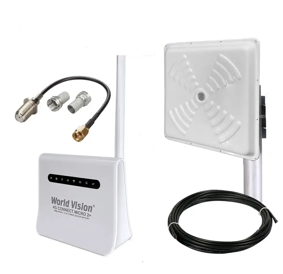 Комплект с Wi-Fi роутером World Vision 4G CONNECT MICRO 2+ и антенной MIMO Energy 2x24 (2052386737)