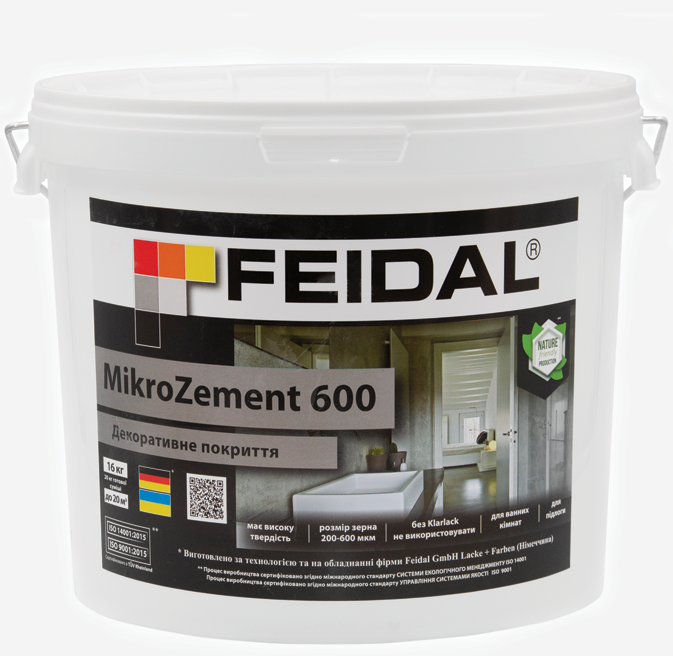 Штукатурка декоративная Feidal MikroZement 600 для стен и пола микробетон в сухом виде 16 кг (1816222721)