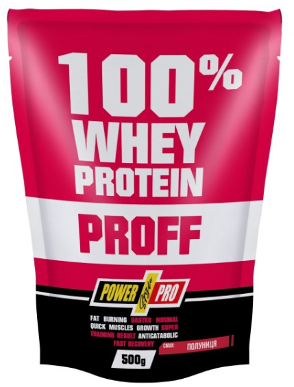 Протеин POWER PRO 100% Whey Protein Proff 500 g 16 servings Strawberry