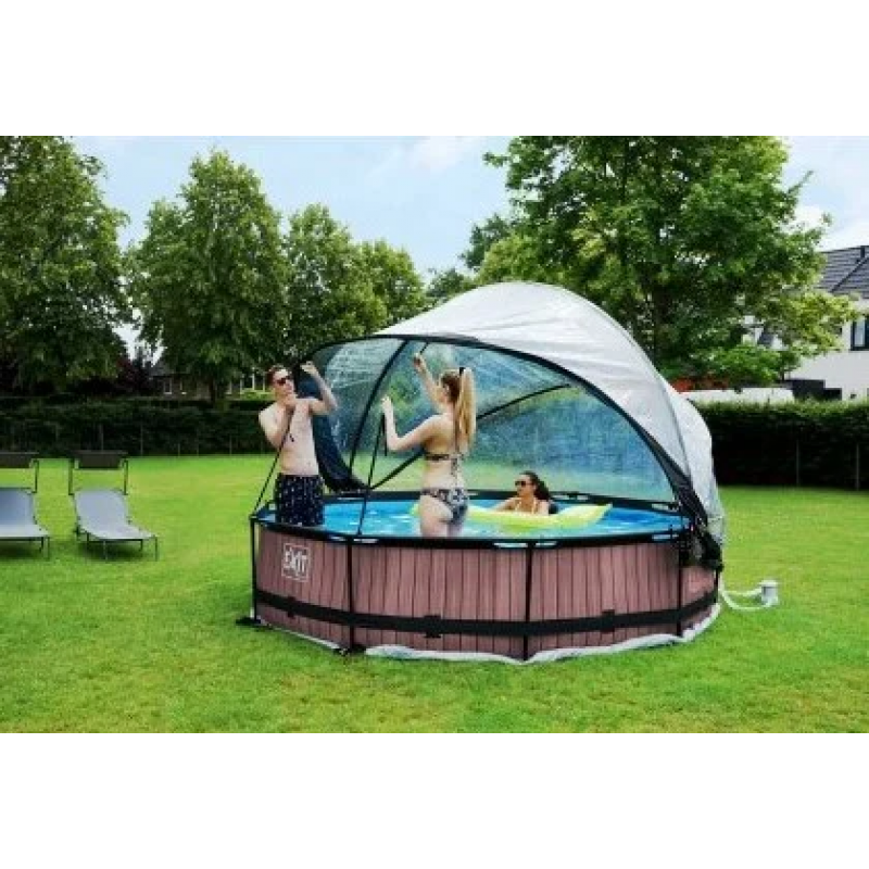 Басейн каркасний Exit Toys з куполом 360х76 см Коричневий - фото 8