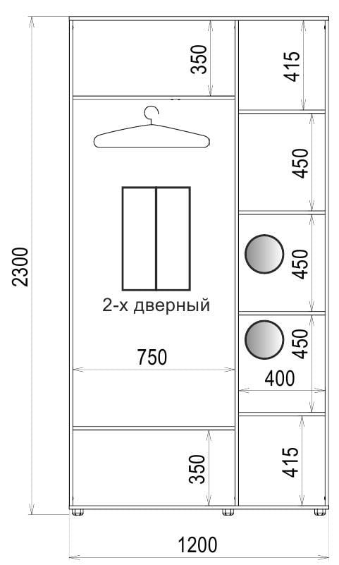 Шкаф-купе Luxe 2 двери Стекло тонированное/Стекло тонированное 101-101 CLS - I 1200x2300x600 мм Венге (32622) - фото 4