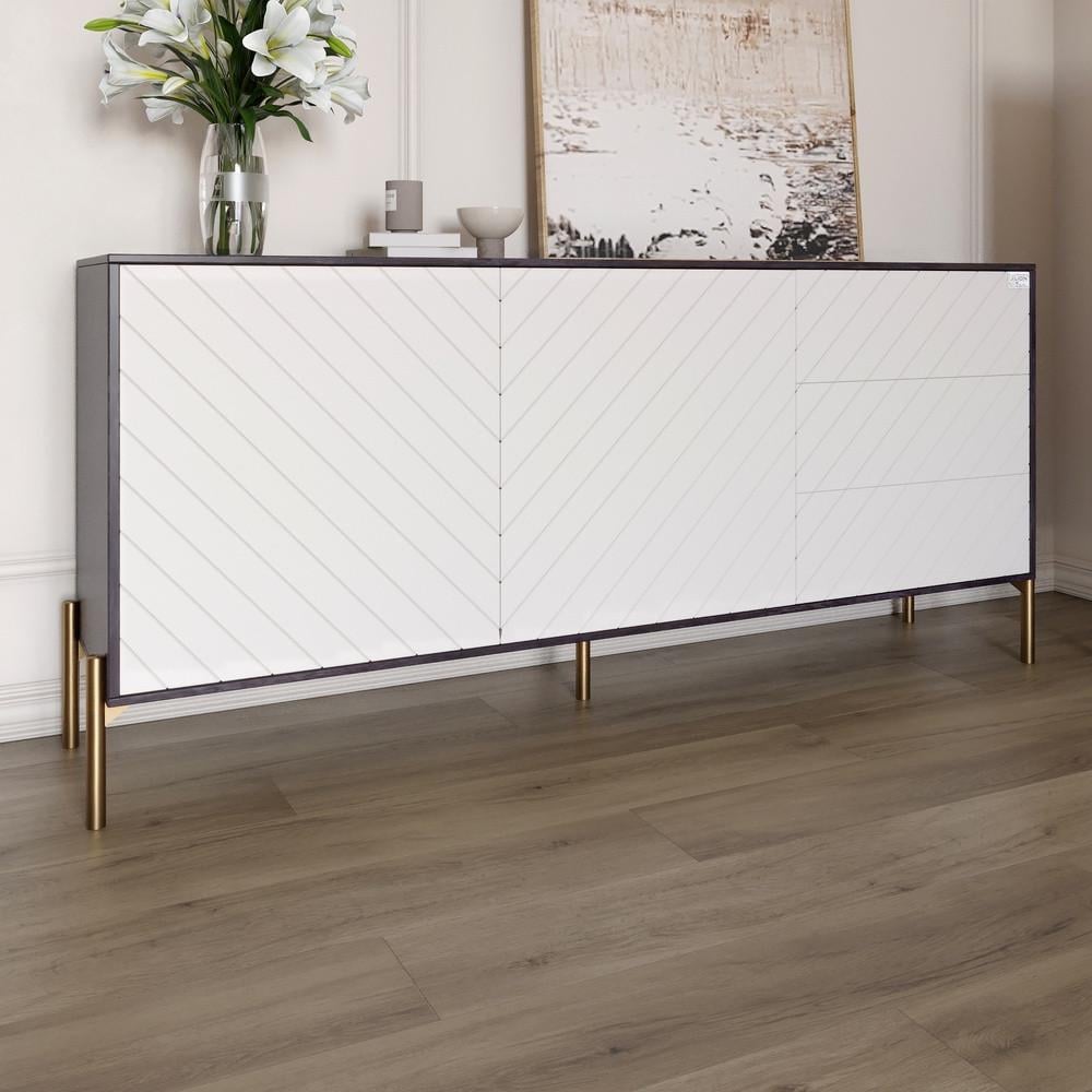 Комод Lion Амарант с золотыми металлическими ножками 168x40x76,5 см Бетон темный/белый (LION-041960)