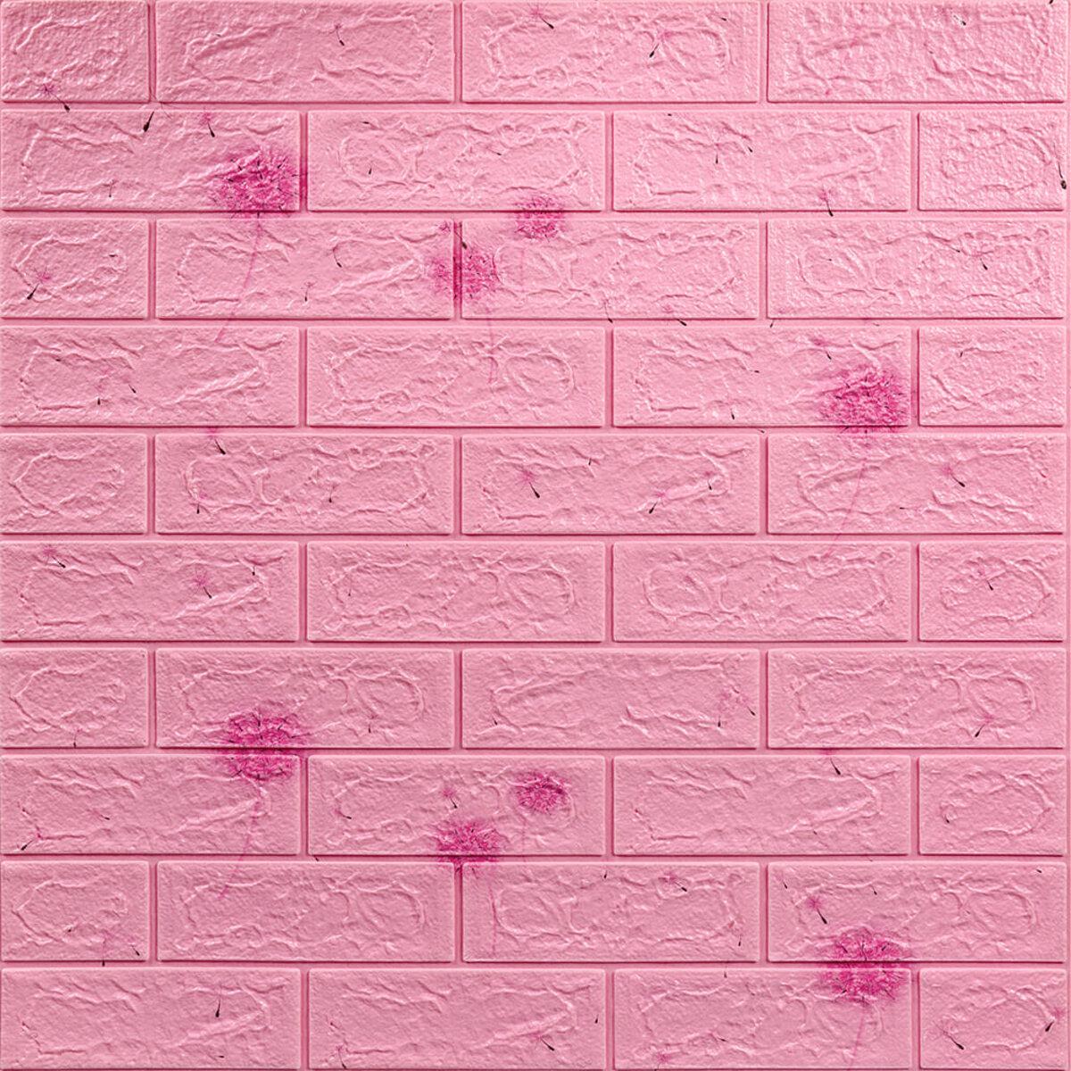 Панель декоративная самоклеящаяся одуванчик в кирпич 022 3D 700х770х5 мм Светло-Розовый (SW-00000023)