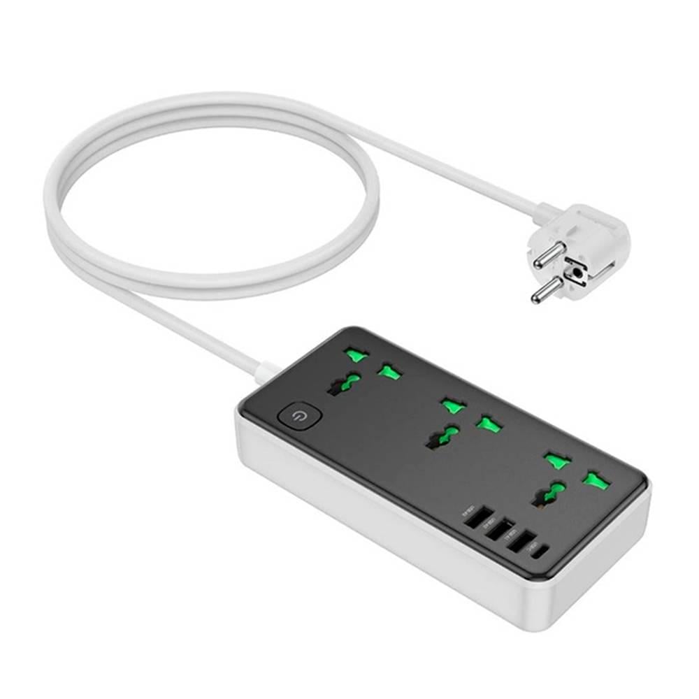 Фільтр мережевий HOCO AC7A на 3 розетки/3 USB/USB-C 17W 220В кабель 1,5 м Black/Box White (33524)