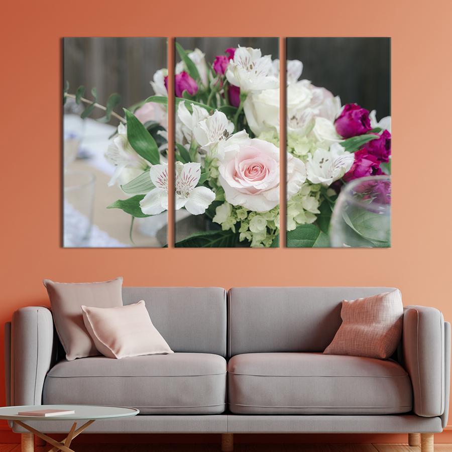 Картина на холсте триптих Восхитительный букет цветов 78x48 см (942-31)