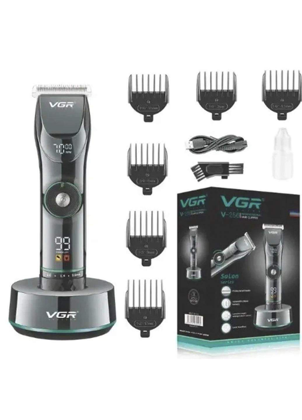 Машинка для стрижки волосся VGR V-256 акумуляторна з 6 насадками Сірий (33669)
