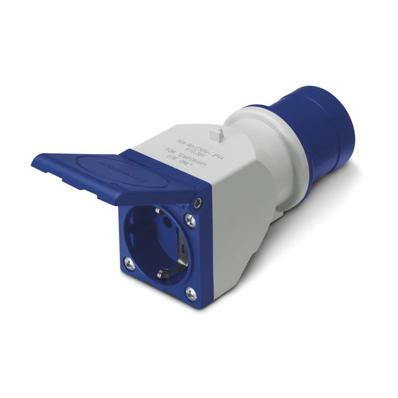 Перехідник силова розетка ДКС Quadro 3P 16А 230 В 2P+PE 16А 250 В IP44 (DIS610381) Перехідник силова розетка ДКС Quadro 3P 16А 230 В 2P+PE 16А 250 В IP44 (DIS610381)
