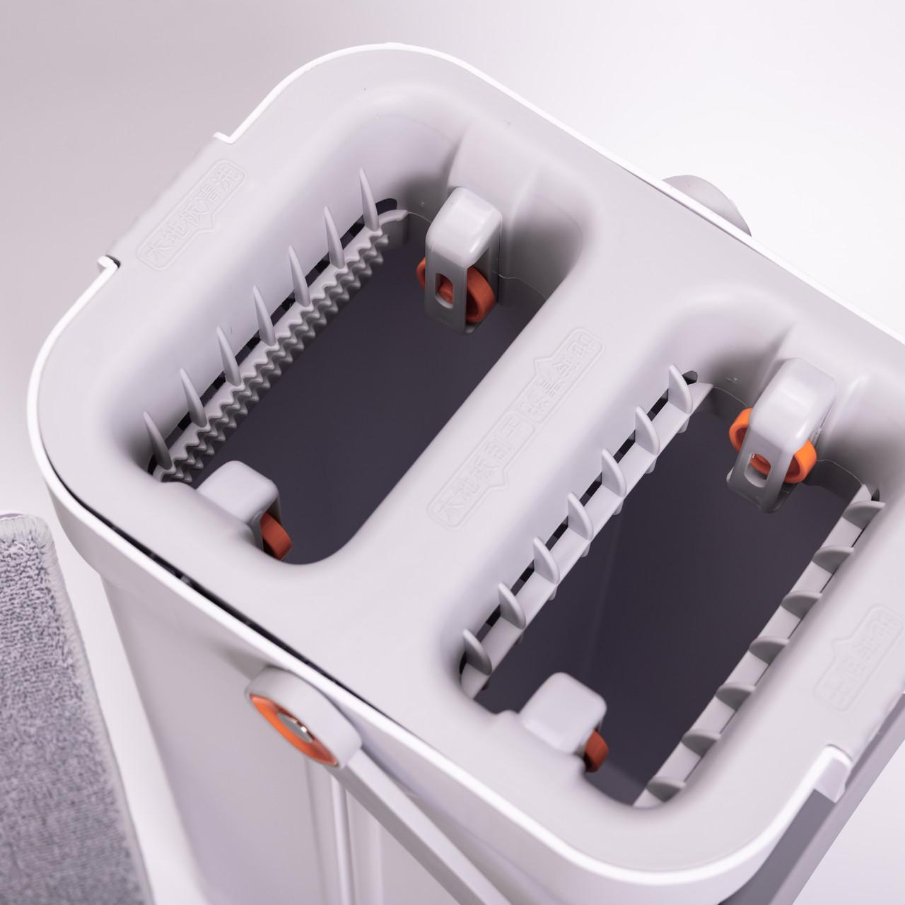 Набор для уборки с плоской шваброй и двухсекционным ведром с отжимом насадка из микрофибры (HP-35015-19) - фото 7 Набор для уборки с плоской шваброй и двухсекционным ведром с отжимом насадка из микрофибры (HP-35015-19) - фото 7