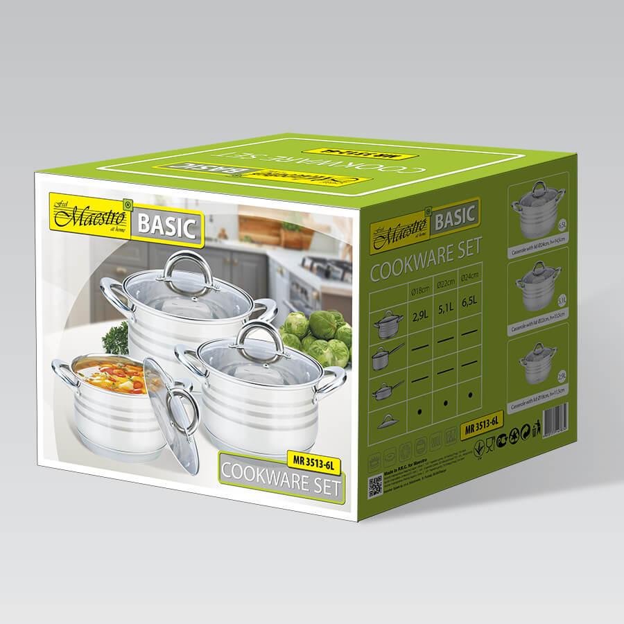 Набір каструль різного розміру з кришками та мірною шкалою 6 шт. (MR-3513-6L) - фото 5 Набір каструль різного розміру з кришками та мірною шкалою 6 шт. (MR-3513-6L) - фото 5