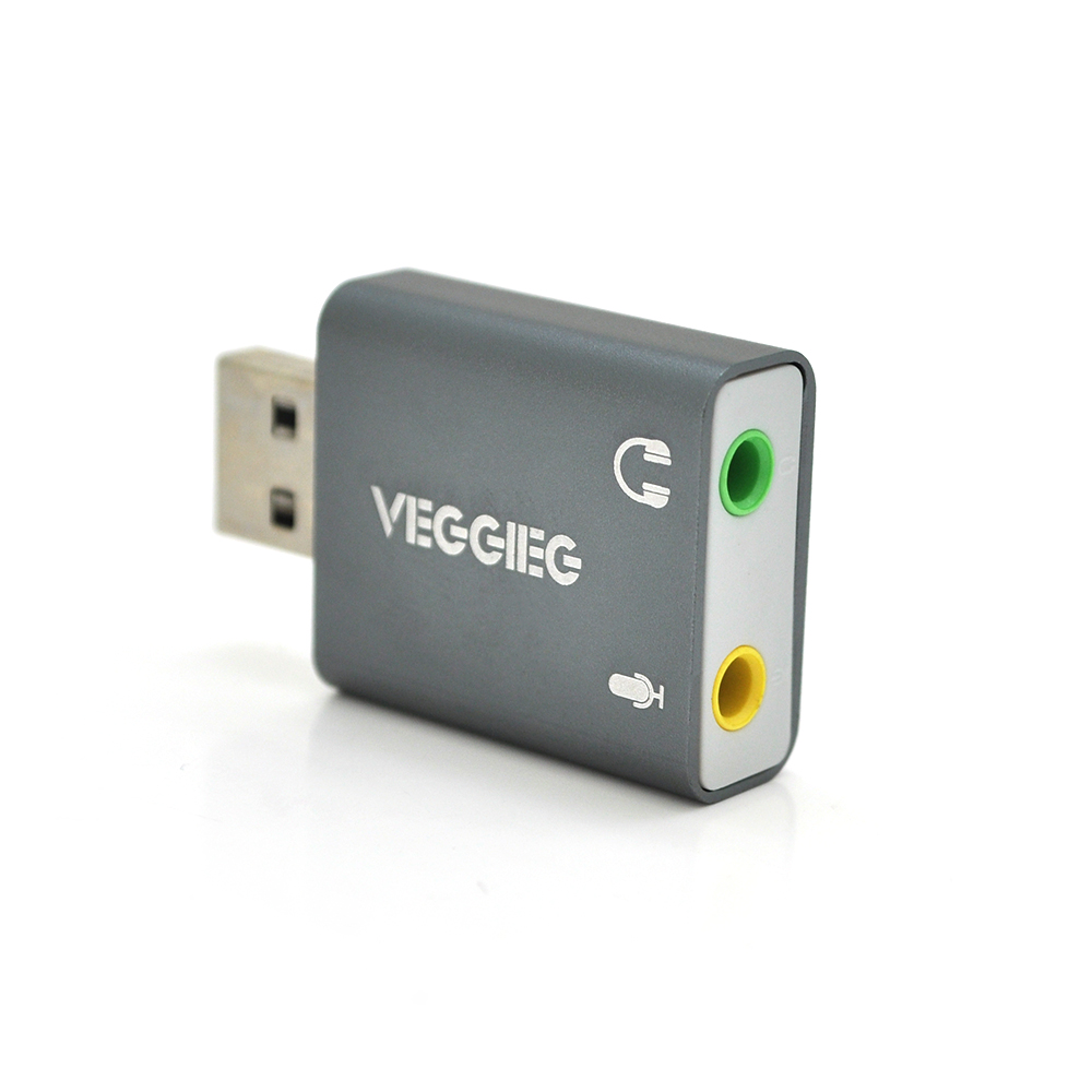 Контроллер USB-звуковой карты Veggieg 7,1 микрофонный вход/выход на наушники Grey (YUT_V1841)