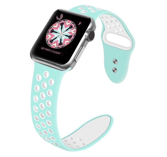 Спортивный ремешок с перфорацией Primo для Apple Watch 38 мм/40 мм Teal/White (822452620)