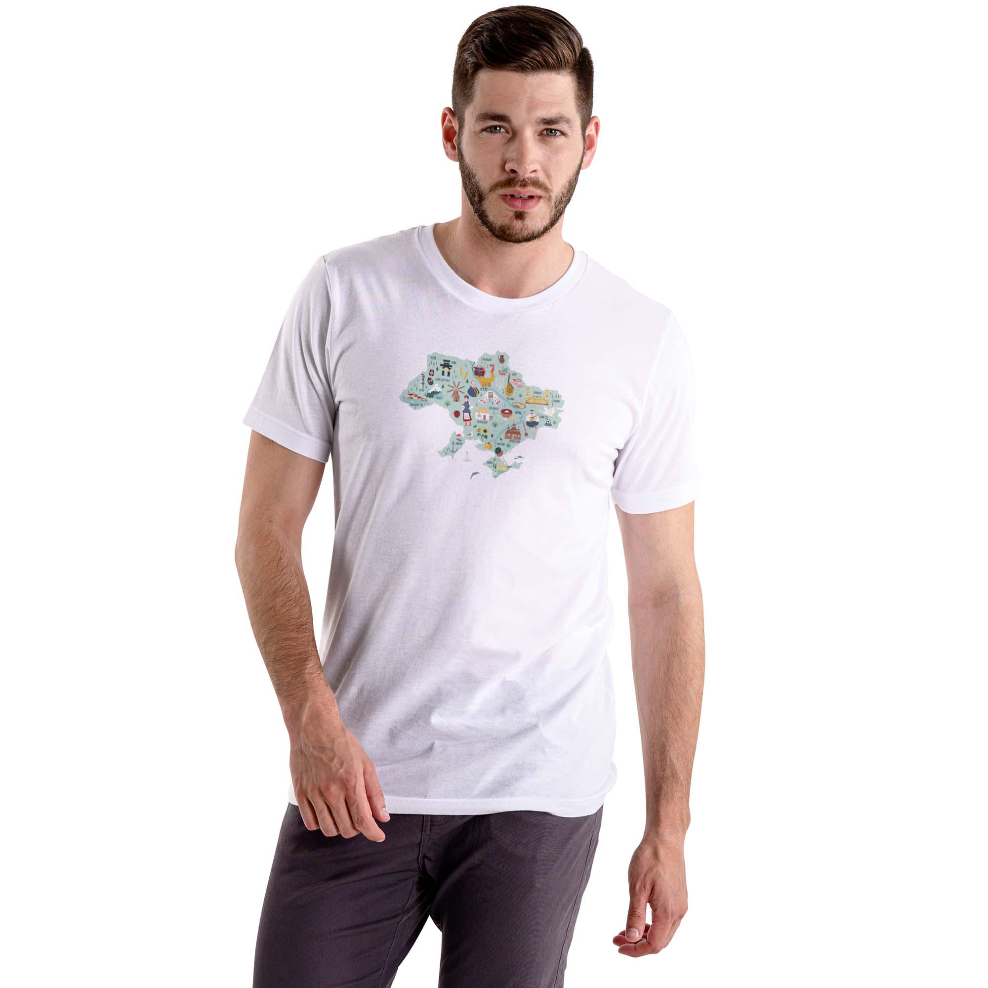 Футболка чоловіча Bramble з принтом Карта України з малюнками 3XL Білий (FTBLKCHBRMBL318)