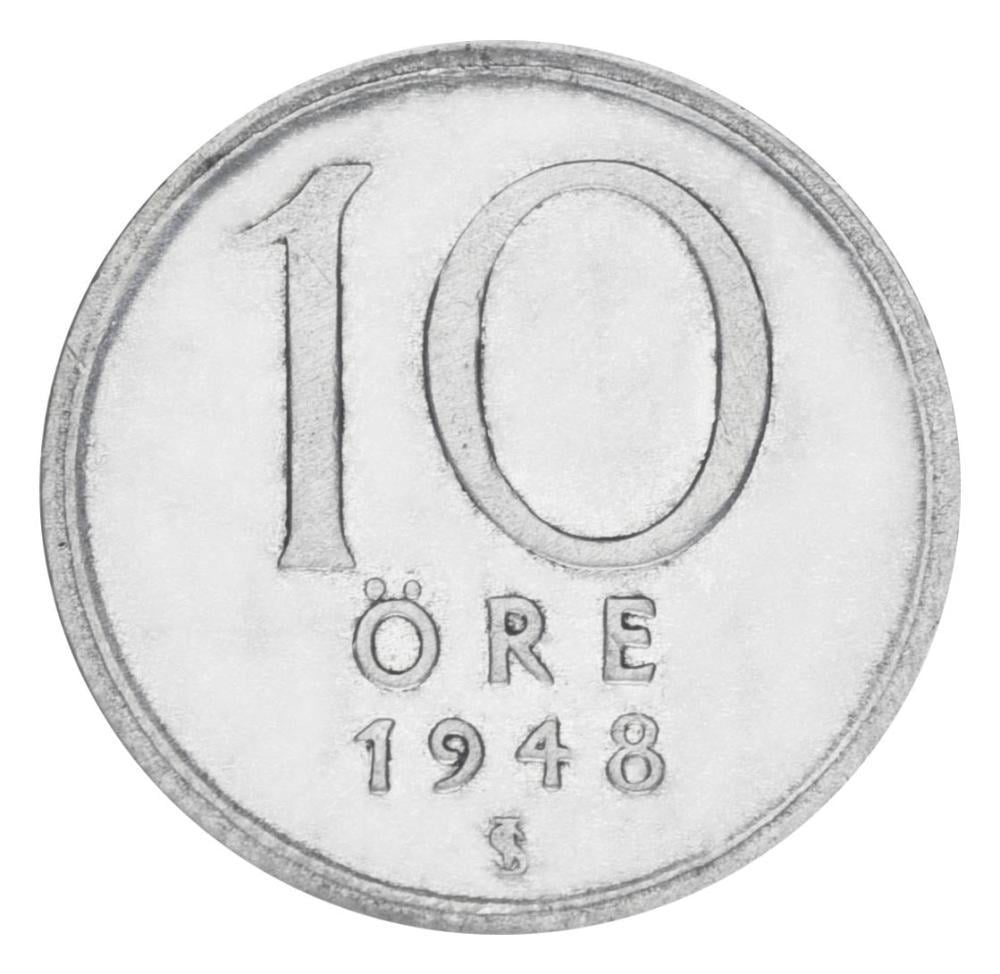 Коллекционная монета Швеция 10 эре 1948 серебро F-VF Ag 400 1,45 г (М19899) Коллекционная монета Швеция 10 эре 1948 серебро F-VF Ag 400 1,45 г (М19899)
