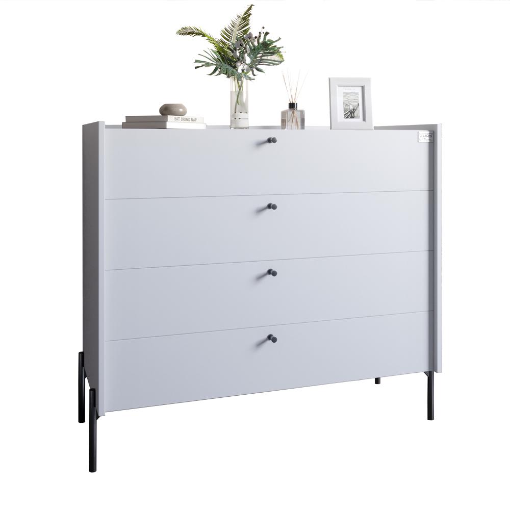 Комод с 4 ящиками Lion Wood с черными ножками 100х90х45 см Нимфея Альба (000-000-1950) - фото 2 Комод с 4 ящиками Lion Wood с черными ножками 100х90х45 см Нимфея Альба (000-000-1950) - фото 2