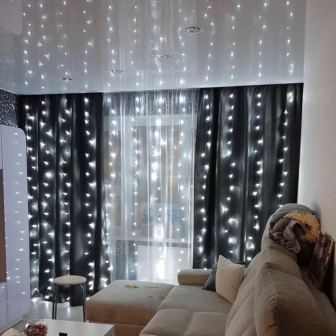 Гирлянда Штора Проволока 3х3 м и Пультом Управления Холодный Белый