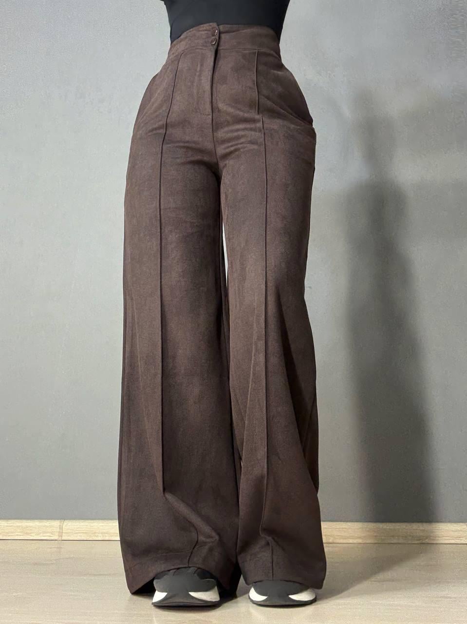 Брюки жіночі Gritana 234 палаццо під замшу XS Коричневий (6178)