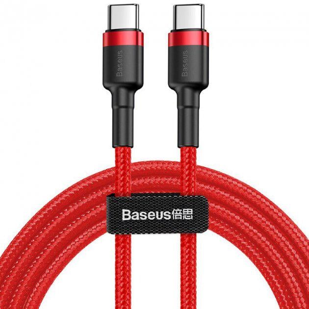 Кабель  Type-C до типу-C BASEUS cafule Pd2.0 | 200 см, 60 Вт, 3a | (CATKLF-HG1) Червоний