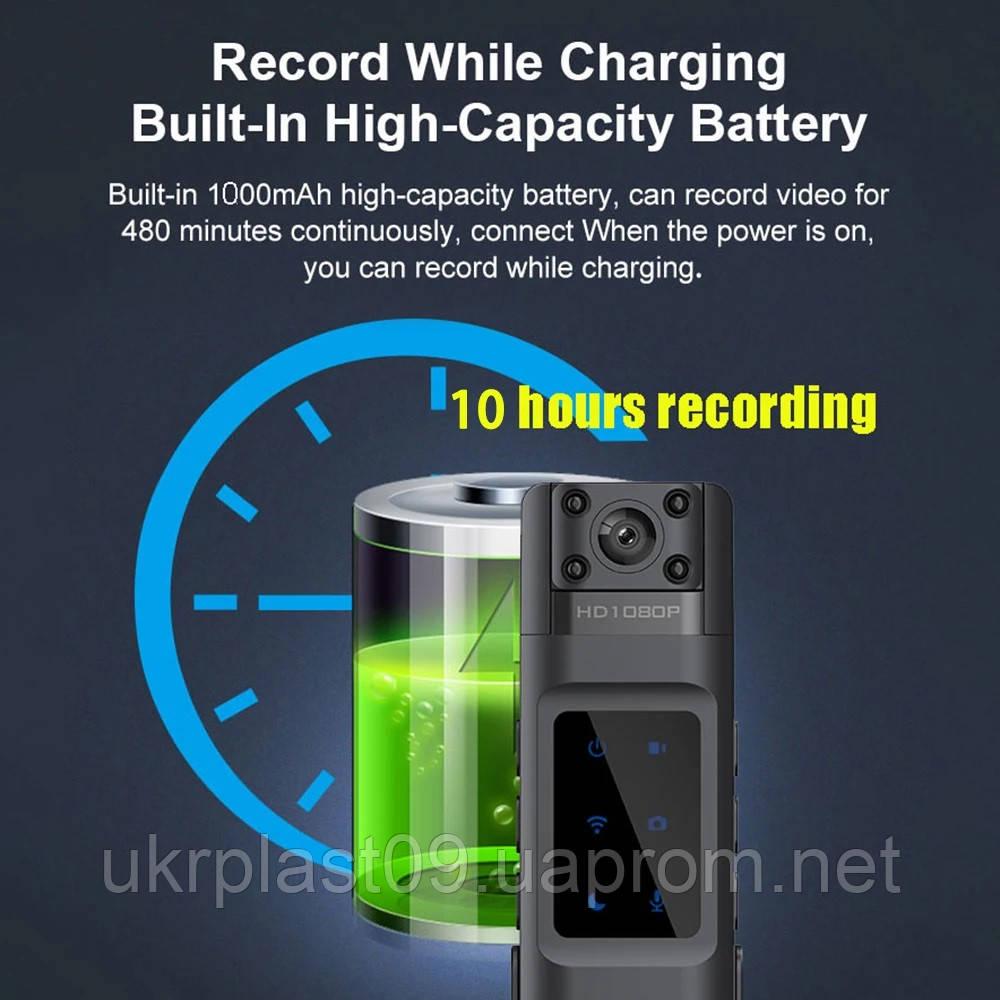 Боди-камера нагрудная HD H1080 p2p WiFi поворотная аккумулятор 1000мАч - фото 5