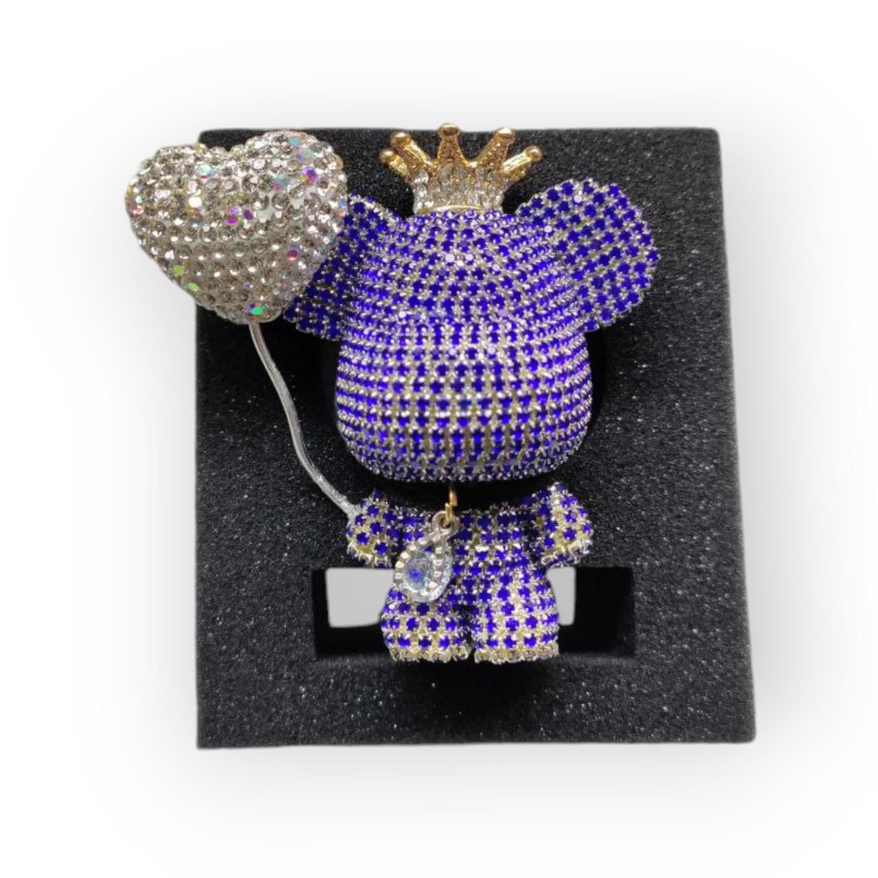 Ароматизатор для авто багаторазовий Діамантовий ведмедик з серцем на решітку Синій (2297355556)