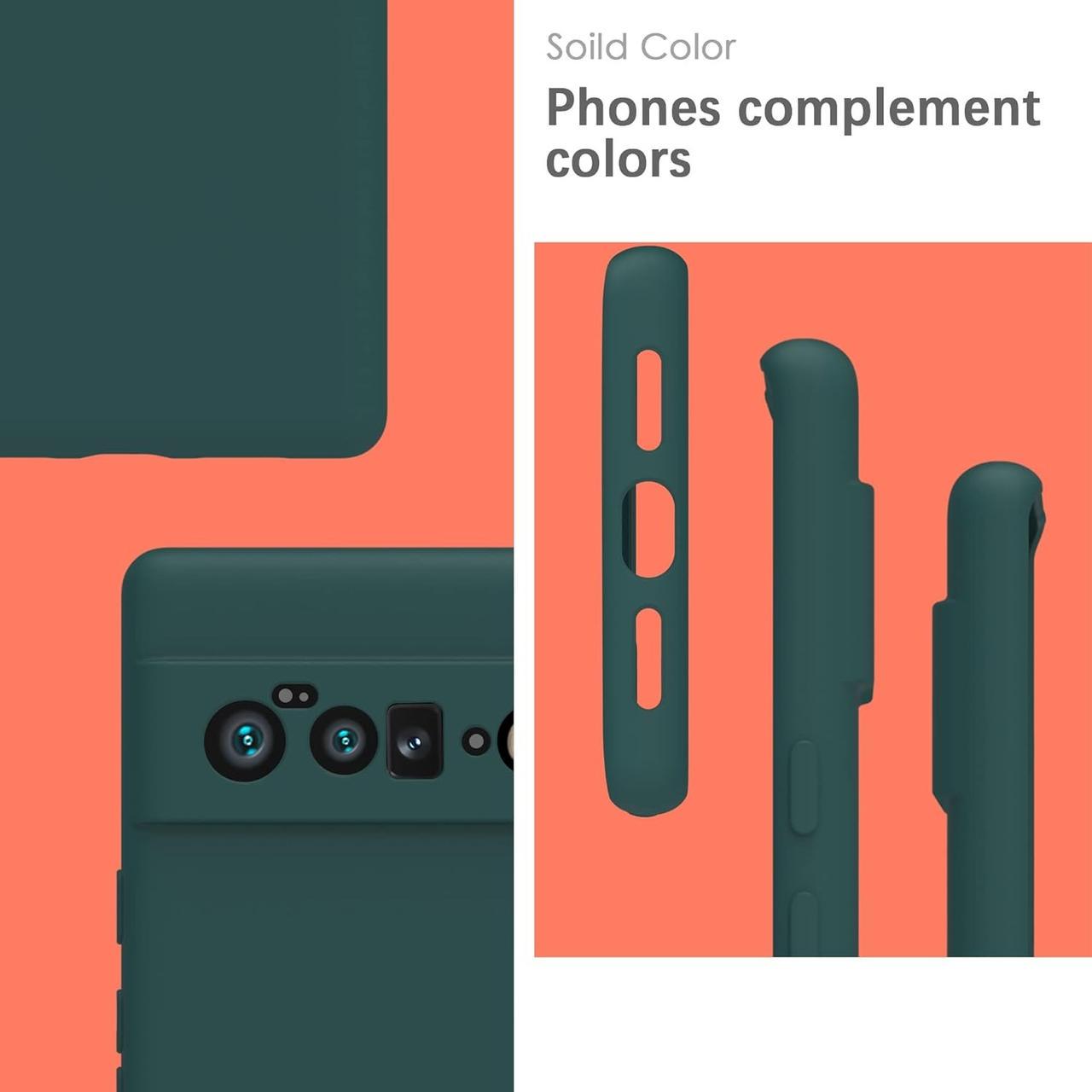 Силіконовий чохол для Google Pixel 6 Pro (з мікрофіброю всередині) Темно-зелений - фото 2 Силіконовий чохол для Google Pixel 6 Pro (з мікрофіброю всередині) Темно-зелений - фото 2