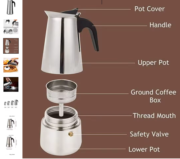 Кофеварка гейзерная City 450 мл 9 чашек (30426) - фото 6 Кофеварка гейзерная City 450 мл 9 чашек (30426) - фото 6