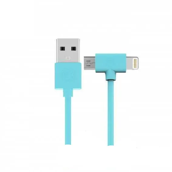 Кабель WK WDC-008 Combo 2в1 Axe Lightning/microUSB 1 м Блакитний (6970349287308)