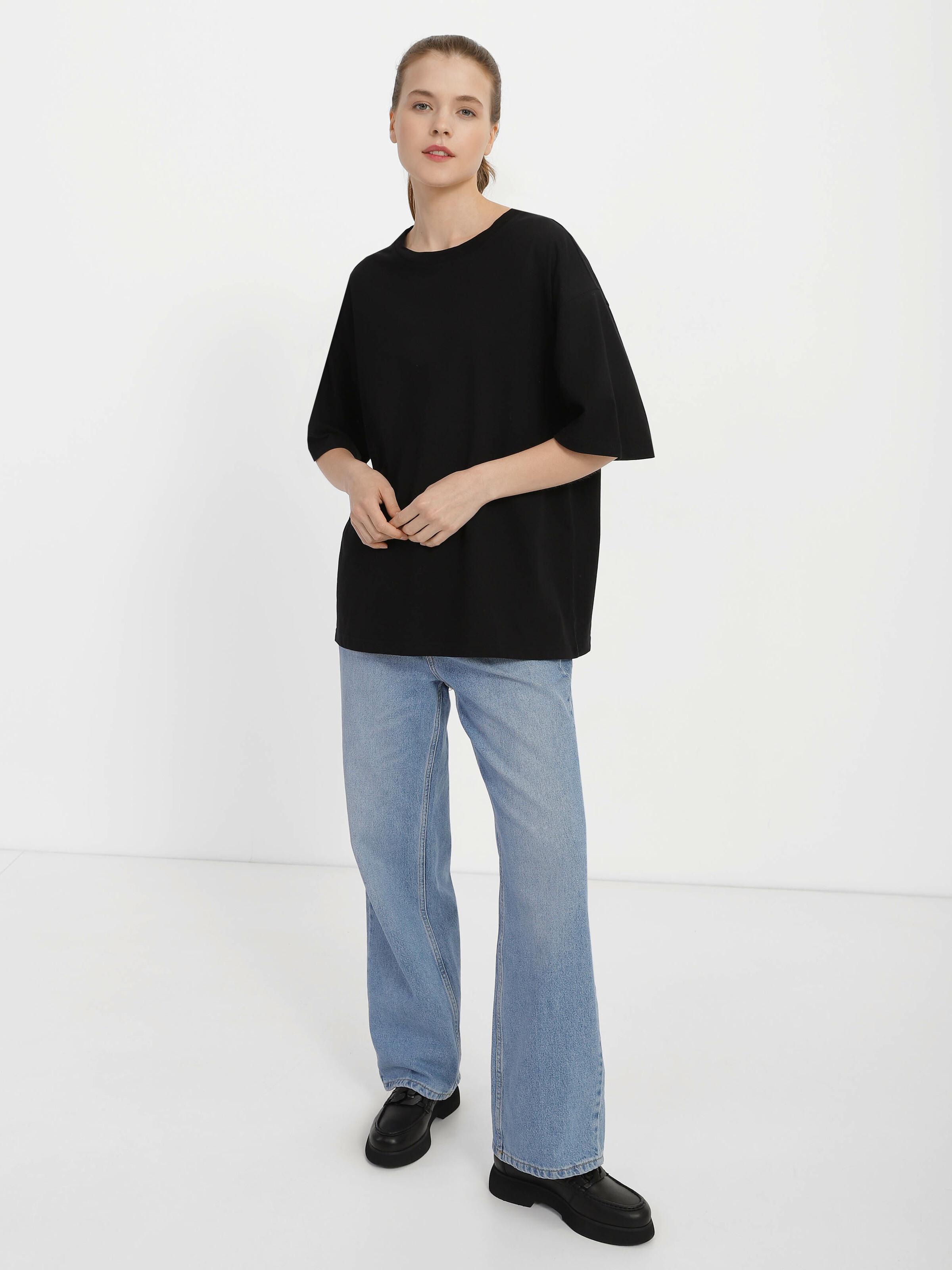 Футболка жіноча оверсайз ROZA 211204 XL Чорний (4824005676598) - фото 4 Футболка жіноча оверсайз ROZA 211204 XL Чорний (4824005676598) - фото 4