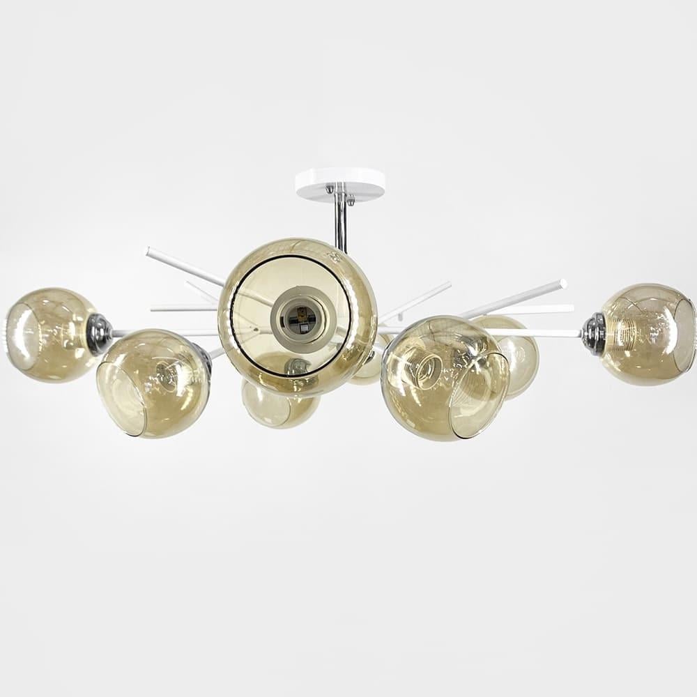 Люстра на 8 бурштинових плафонів Ø 85 см (088N/8 WT+CH+AM)