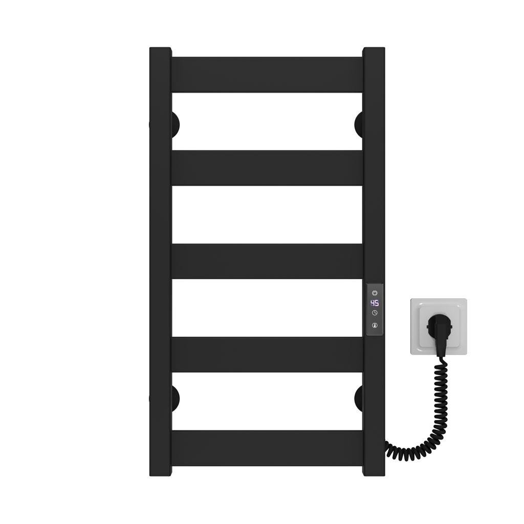 Полотенцесушитель электрический Deffi Harmony П5 JD04 правое подключение крашеная сталь 400х600 мм Черный (B.HR.60.40.5.EBR2)