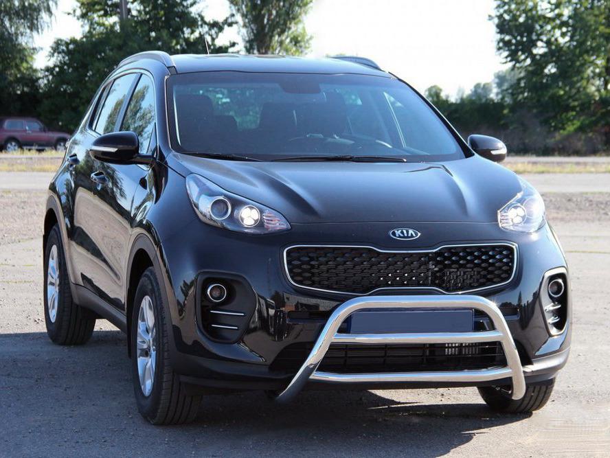 Кенгурятник WT023 CAN для Kia Sportage 2015-2021 гг. нержавеющая сталь Хром