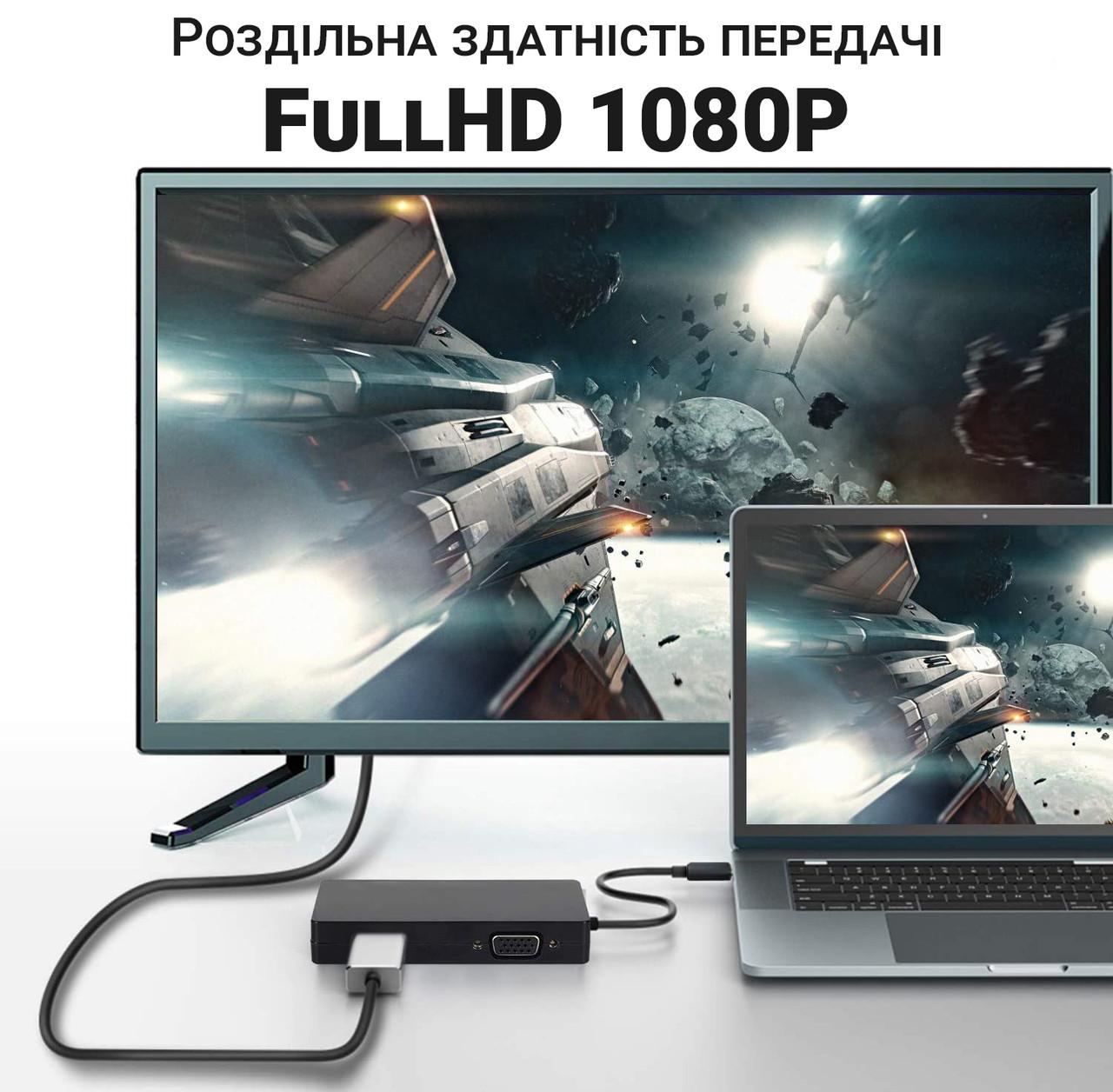 Конвертер видео Addap DP2VGA-01 с DisplayPort на HDMI/VGA/DVI порты - фото 8