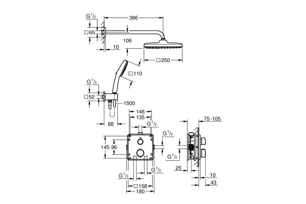 Душова система Grohe QuickFix Precision з Vitalio Comfort 250 348822430 (22871511) - фото 4