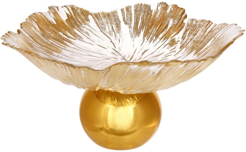 Фруктовка стеклянная Gold Flower Ø32х18см Фруктовка стеклянная Gold Flower Ø32х18см