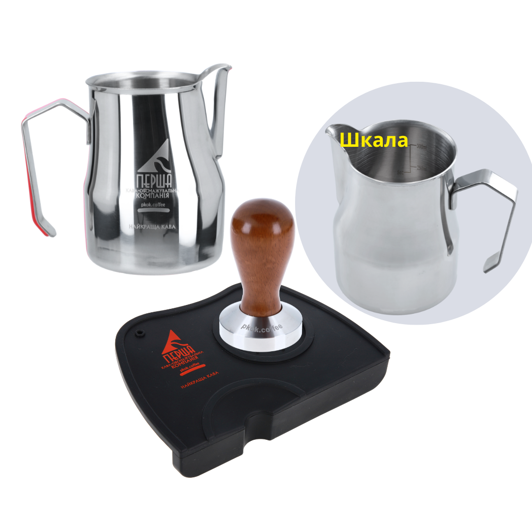 Набір баристи 2 темпер для кави та пітчер для молока тип Motta зі шкалою і килимком - фото 2 Набір баристи 2 темпер для кави та пітчер для молока тип Motta зі шкалою і килимком - фото 2