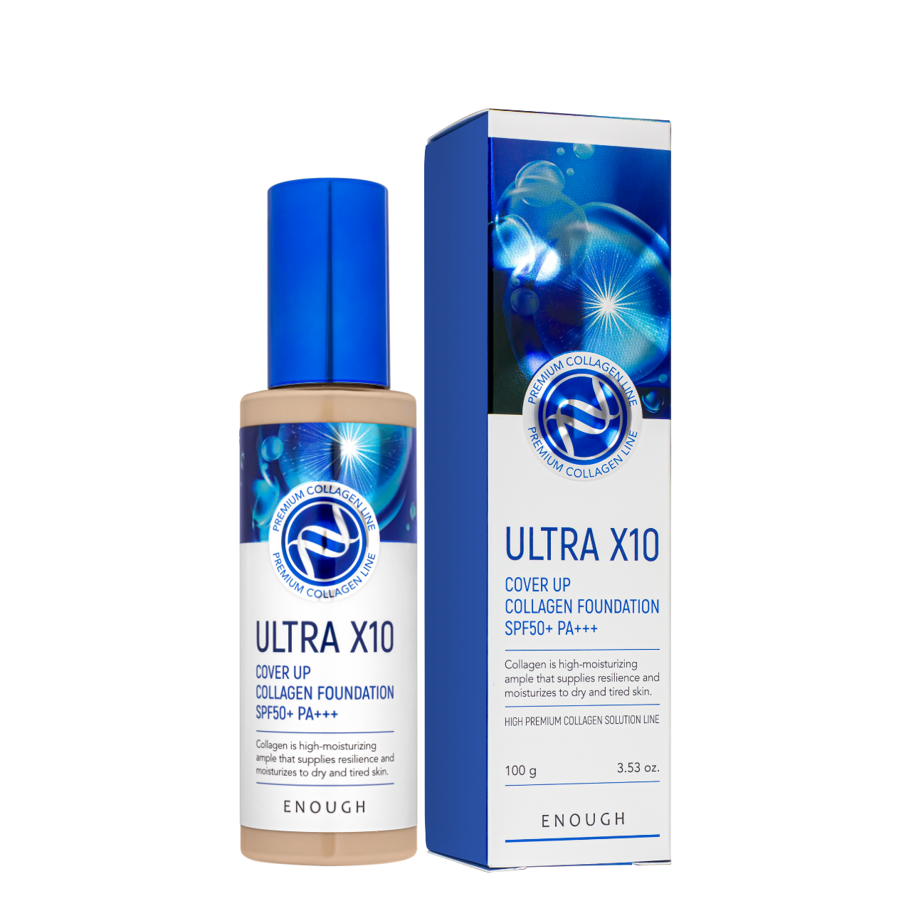 Тональна основа для обличчя Enough Ultra X10 Cover Up Collagen 100 мл № 23 Темно-бежева