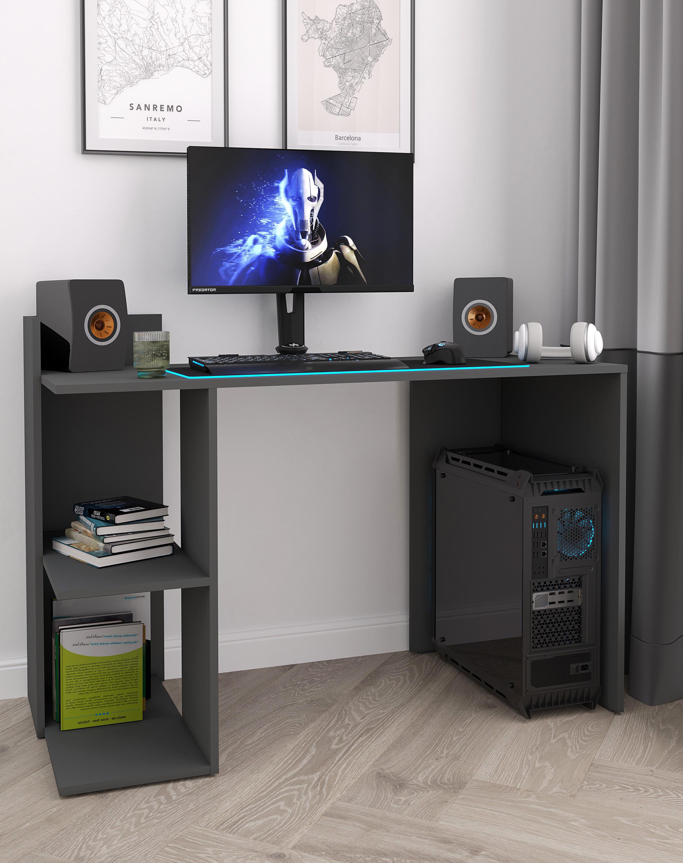 Стіл письмовий з полицями з лівої сторони 120х87х52 см Антрацит