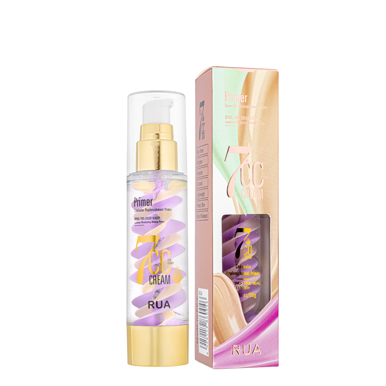 База под макияж двухцветная RUA 7 CC-cream Concealer Replenishment Primer 6004 02 Natural skin & Silky Violet (2243206305)